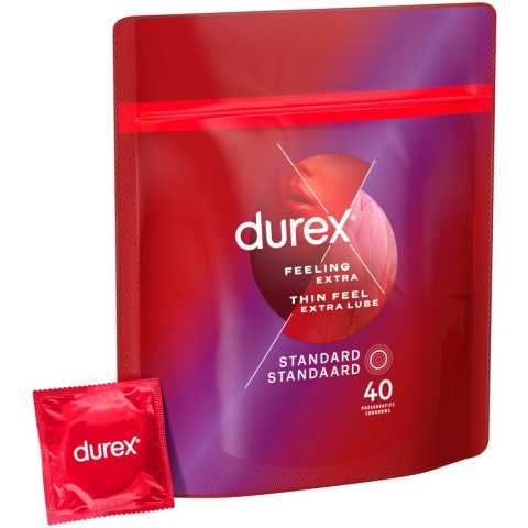 2x Durex Condooms Thin Feel met Extra Glijmiddel 40 stuks