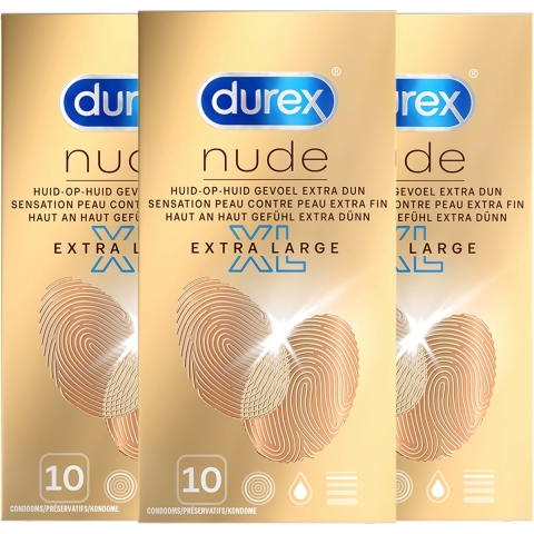 3x Durex Condooms Nude XL 10 stuks