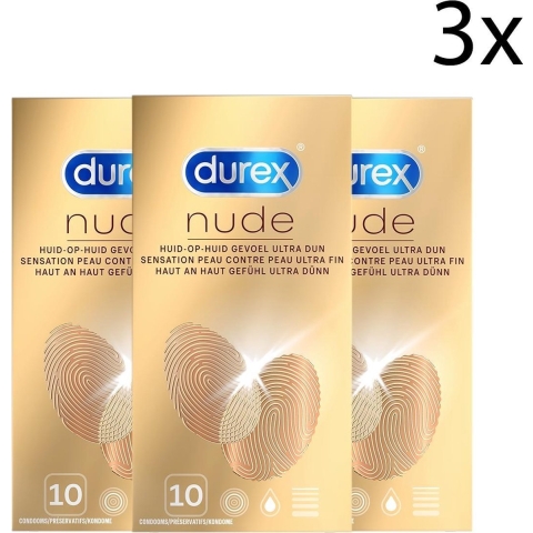 3x Durex Condooms Nude 10 stuks