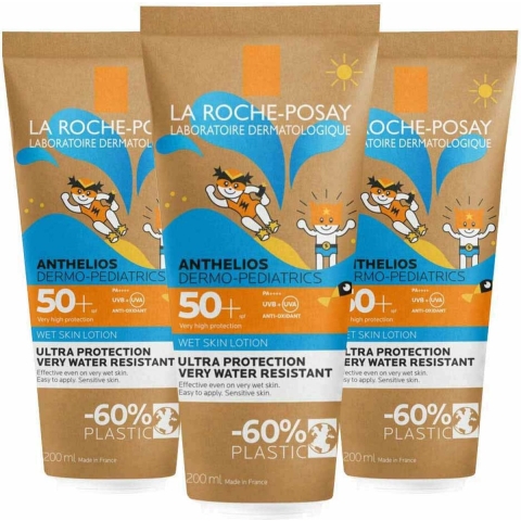 3x La Roche Posay Anthelios Wet Skin Kind Lotion SPF 50+ 200 ml