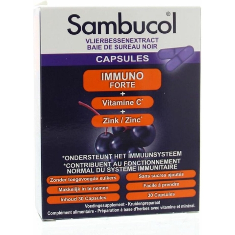 Gratis Verzending: 3x Sambucol Immuno Forte Capsules 30 capsules