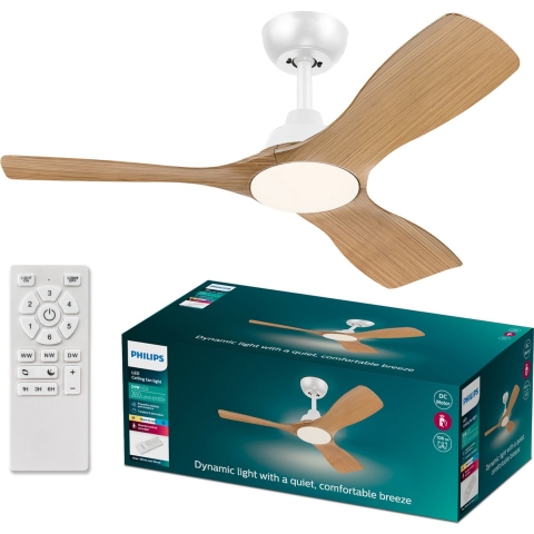 Philips LED Olas Plafondventilator 30 W (Ø x h) 1070 mm x 310 mm Wit Met afstandsbediening, Dimbaar