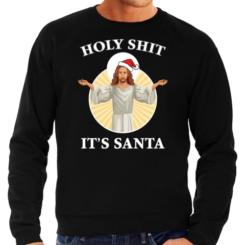 Holy shit its Santa fout Kersttrui / outfit zwart voor heren 2XL -