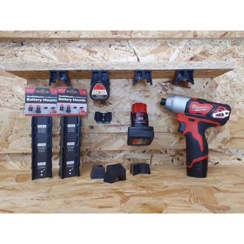Stealthmounts Batterijhouders voor Milwaukee M12 | Rood | 6 stuks - BM-MW12-RED-6