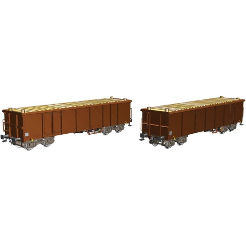Piko H0 58235 H0 2-delige set open goederenwagons Eaos met houten lading DB-AG