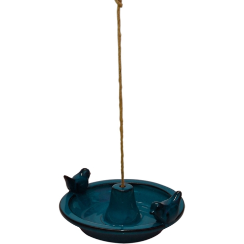 Best for Birds Vogelbad/voederschaal - blauw - keramiek - 30 x 27 x 10 cm - drink/eet schaal -
