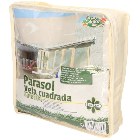 Schaduwdoek/zonnescherm vierkant creme/beige 3,6 meter -