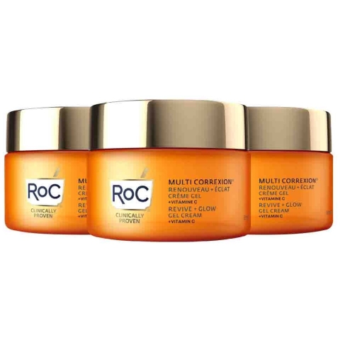 3x RoC Multi Correxion Revive + Glow Gel Crème 50 ml
