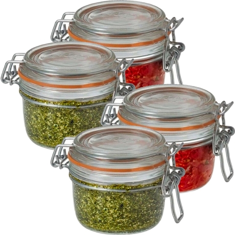 Voorraad/weckpot - 12x stuks - transparant - glas - 7 x 7 cm - 125 ml - Le Parfait -