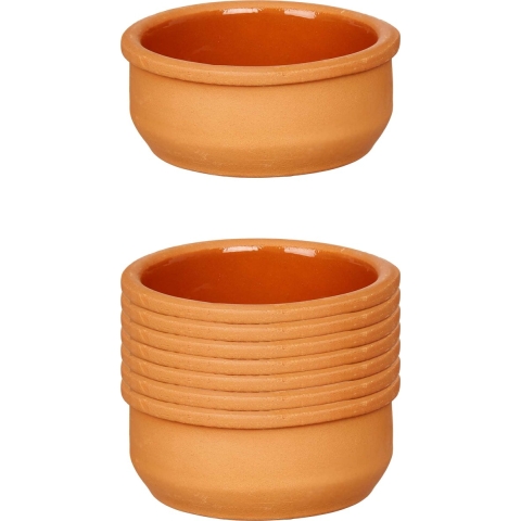 Tapas/creme brulee serveer schaaltjes - 12x - mini - terracotta/bruin - 8 x 4 cm -