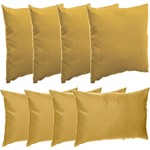 Bank/sier/tuin kussens voor binnen/buiten set 8x stuks mosterd geel 40 x 40 cm en 30 x 50 cm -