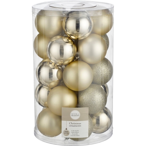 25x Kunststof kerstballen licht champagne 8 cm -