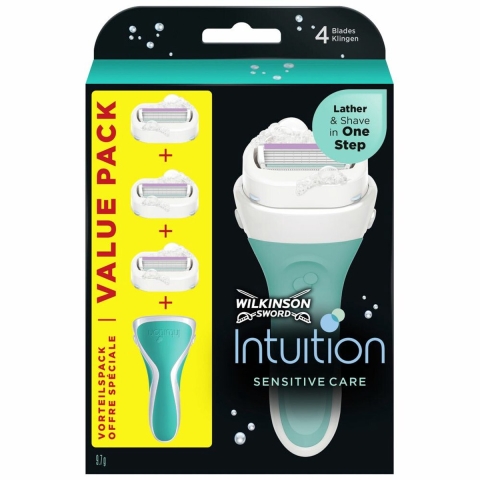3x Wilkinson Intuition 2 in 1 Sensitive Care Scheermes Voordeelverpakking 1 set