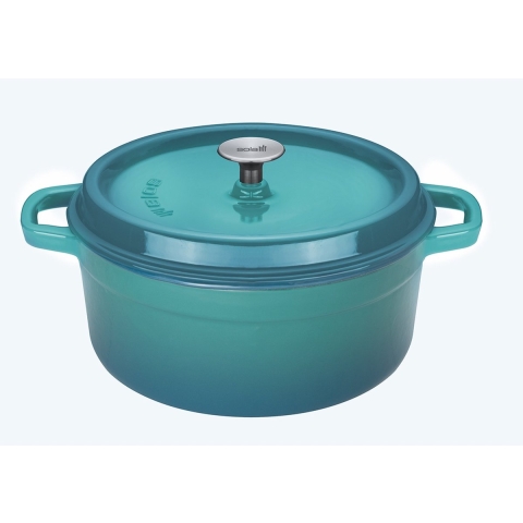 Sola - Braadpan 28 cm - Gietijzer - Blauw/groen