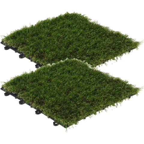 Tuintegel/terrastegels - 24x stuks - groen - kunstgras - 30 x 30 cm - vlonder tegels -