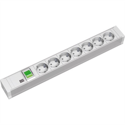 Bachmann 333.600 Stekkerdoos met schakelaar 7-voudig Grijs Randaarde stekker 1 stuk(s)