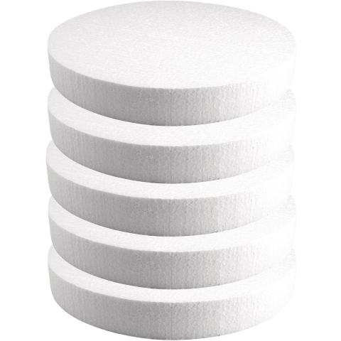 Piepschuim vormen schijf - 5x - Dia 30 cm breed en 4 cm dik - hobby figuren artikelen -