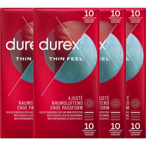 4x Durex Condooms Thin Feel Close Fit 10 stuks