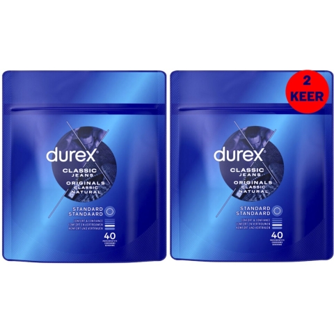 2x Durex Condooms Originals Classic Natural 40 stuks