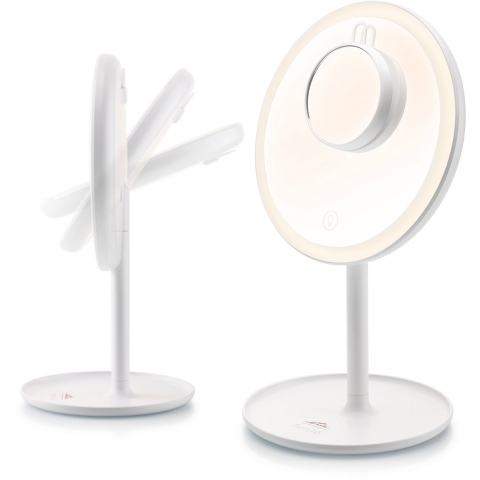 ETA Fenité - Make Up Spiegel - Verlichting Dimbaar 3 Kleuren - Vergroot 5x Magnetisch - Ø20 cm - Wit
