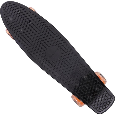 Deuba Retro Skateboard - 57 cm - LED wielen - zwart-oranje