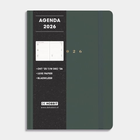 Luxe Agenda 2026 A5 Suedelook Donkergroen
