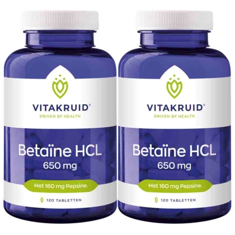 Gratis Verzending: 2x Vitakruid Betaine Hcl 650 mg 120 tabletten