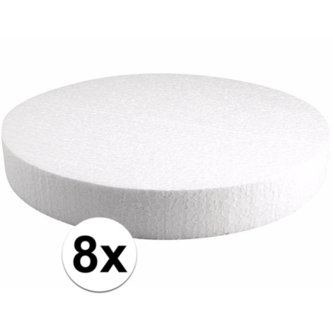 Piepschuim vormen schijf - 8x - Dia 30 cm breed en 4 cm dik - hobby figuren artikelen -