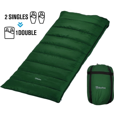 Beefree Slaapzak XL - Dekenmodel - 220 x 90cm - Aanritsbaar - Groen