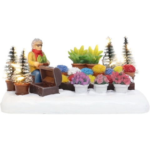 Market Vendor Plants and Flowers with LED Polyresin 14cm Santaville - Santaville