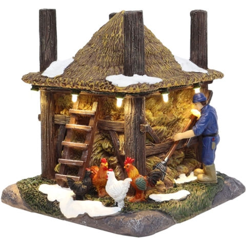 Haystack with Hay Bales with LED Polyresin 15cm Santaville - Santaville