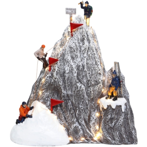 Hikers Climb on Mountaintop with LED polyresin 35cm Santaville - Santaville