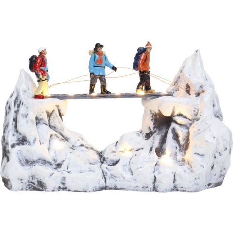 Hikers Across Ravine with LED Polyresin 30cm Santaville - Santaville