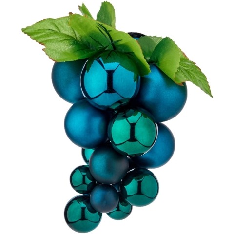Kerstornament druiventros - blauw - 28 cm - kunststof - kersthanger fruit - wijn thema -