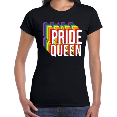 Pride Queen regenboog / LGBTQ Dames t-shirt - zwart 2XL -