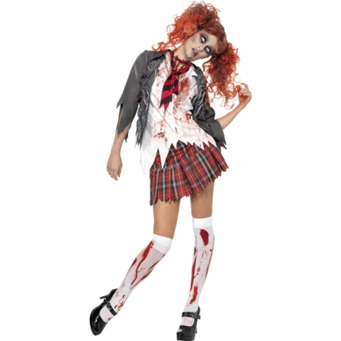 Smiffys Halloween verkleedkleding - Zombie schoolmeisje kostuum - Dames 36-38 (S) -