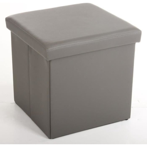 Poef - hocker - opbergbox - grijs - polyester/mdf - 38 x 38 cm - opvouwbaar -