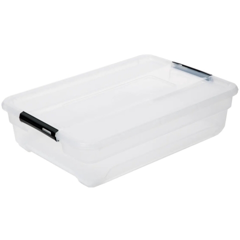 5Five opberg kist met deksel - Box - 38 liter - 67 x 48 x 17 cm - kunststof - transparant -