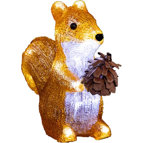 Kerstverlichting figuur - eekhoorn - met dennenappel - 20 x 9 x 19 cm - 20 LED lampjes wit -