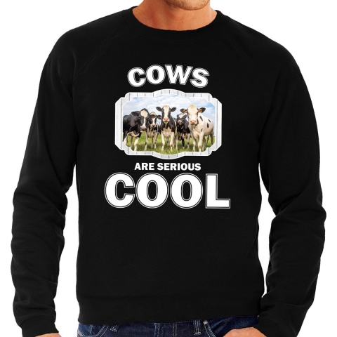 Dieren kudde koeien sweater zwart heren - cows are cool trui S -
