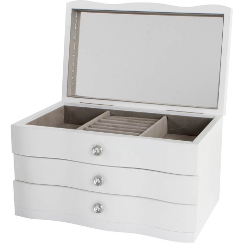 Sieradenkist/juwelenkist met lades wit van hout 27 x 18 x 16 cm -