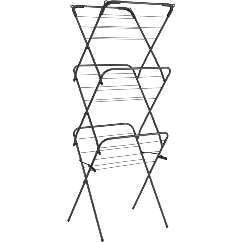 Tomado Droogrek Concerto 9,5m Drooglengte Zwart met Haakjes voor Kledinghangers