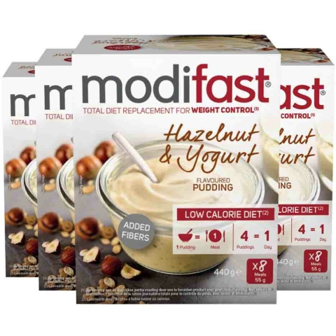 4x Modifast Intensive Pudding Yoghurt Hazelnoot 8 x 55 gr