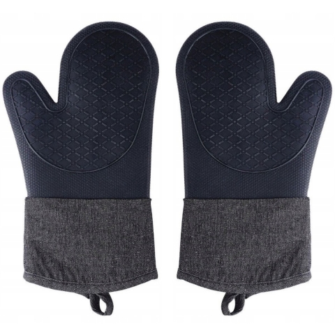 Ovenwant - 2x - siliconen - denim zwart - 18 x 33 cm -