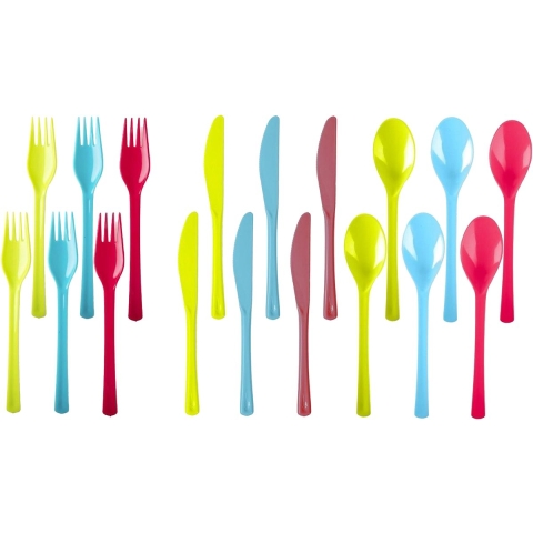 Bestek set - 96 personen - herbruikbaar - kunststof - 19 cm - vork/mes/lepel -
