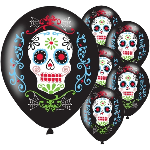 Ballonnen Halloween - 24x stuks - day of the dead - 27 cm - horror - halloweenfeestje -