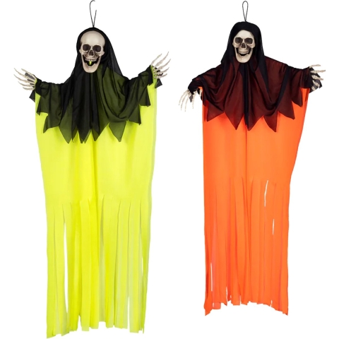 Boland spoken neon - 2x stuks - mix kleur - L90 cm - skelet - halloween - uv blacklight - decoratie -