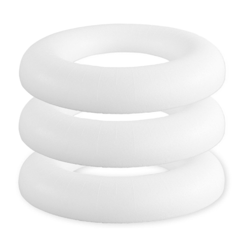 Piepschuim ring/krans - 3x - plat - wit - 35 cm - styropor - hobby figuren - DIY - knutselen -