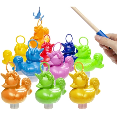 Hengelspel / eendjes vangen kermis spel - voor kinderen - met 10 eendjes - en 2 hengels -
