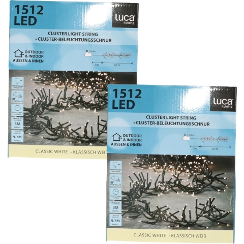 Clusterverlichting - 2x - 1512 led lampjes - helder wit - 10 meter - kerstverlichting -